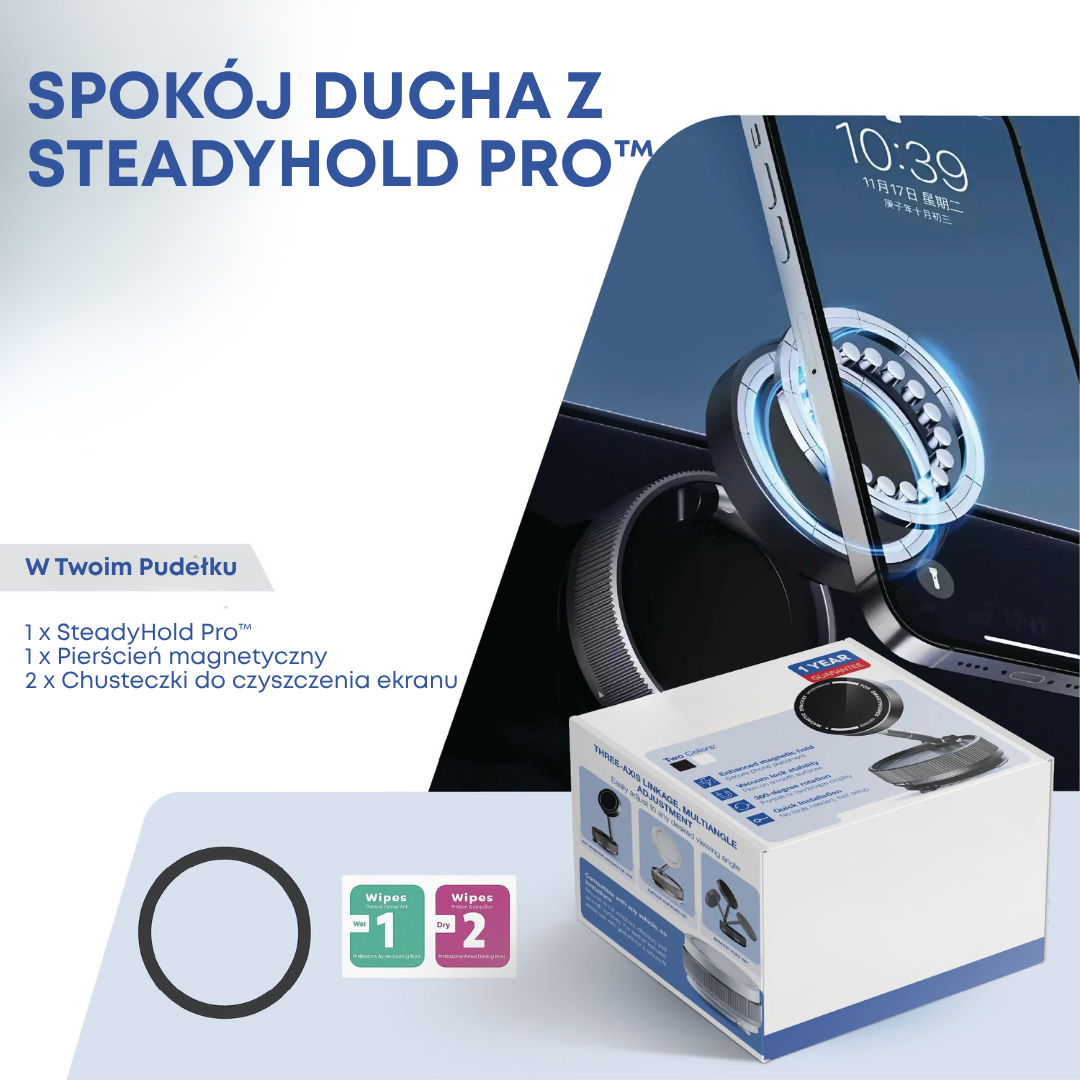 SteadyHold Pro™ | Niezachwiany Chwyt, Swoboda 360° | Bądź w Kontakcie Gdziekolwiek Jesteś