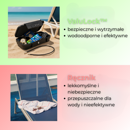 ValuLock™ | Zrelaksuj się bez obaw – Oto idealna plażowa skrytka na Twoje kosztowności!
