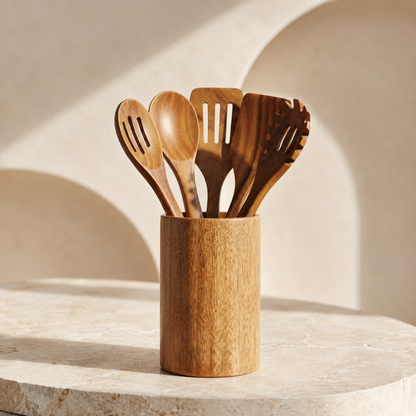PureWood™ | 5-częściowy zestaw przyborów kuchennych z naturalnego drewna