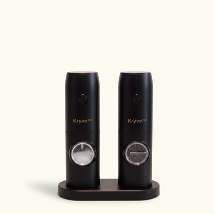 Kryve™ | Podnieś jakość swojego gotowania dzięki temu elektrycznemu zestawowi młynków do soli i pieprzu – bezwysiłkowy smak na wyciągnięcie ręki!