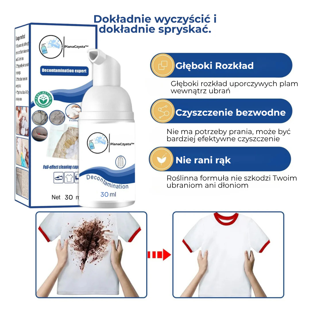 PianaCzysta™ | Błyskawiczny odplamiacz bez wody i szorowania!