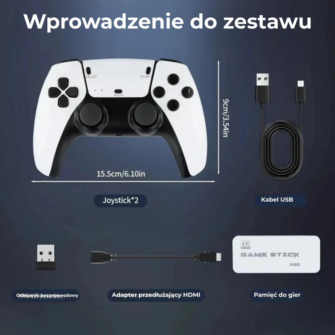 RetroGraj™ | Konsola bezprzewodowa 60 000+ licencjonowanych gier + 2 darmowe kontrolery