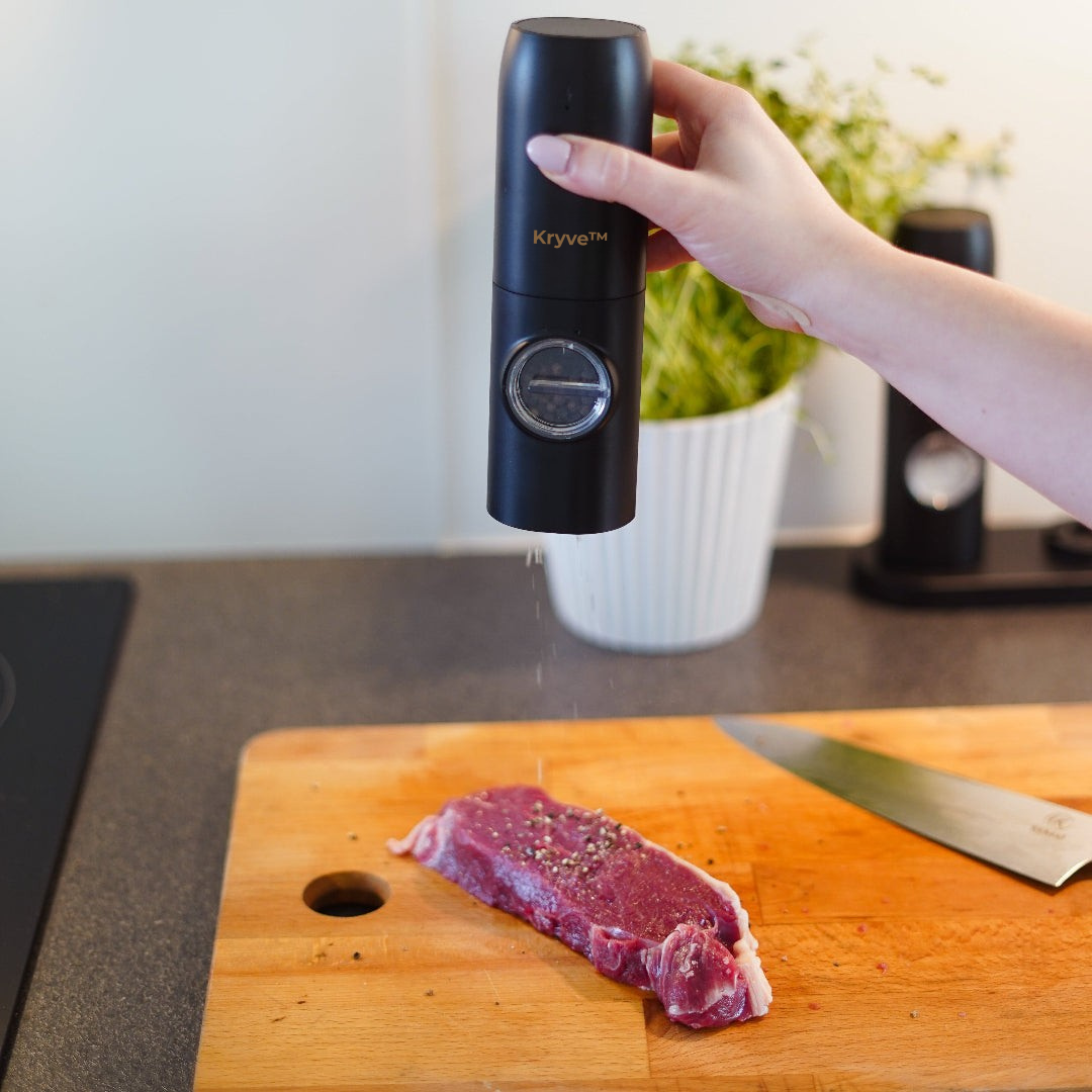 Kryve™ | Podnieś jakość swojego gotowania dzięki temu elektrycznemu zestawowi młynków do soli i pieprzu – bezwysiłkowy smak na wyciągnięcie ręki!