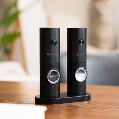 Kryve™ | Podnieś jakość swojego gotowania dzięki temu elektrycznemu zestawowi młynków do soli i pieprzu – bezwysiłkowy smak na wyciągnięcie ręki!