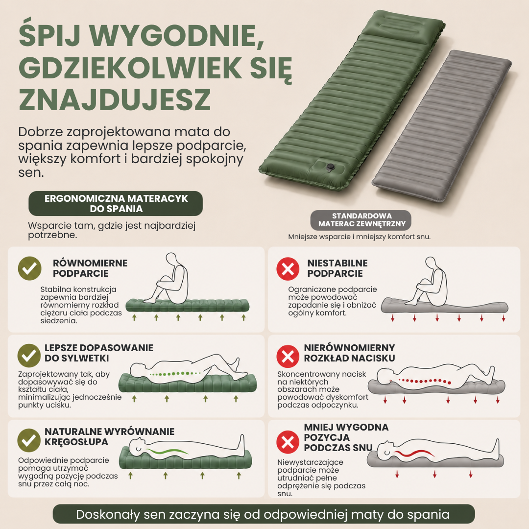 TrailRest™ | Przestań budzić się obolały po każdej nocy pod namiotem