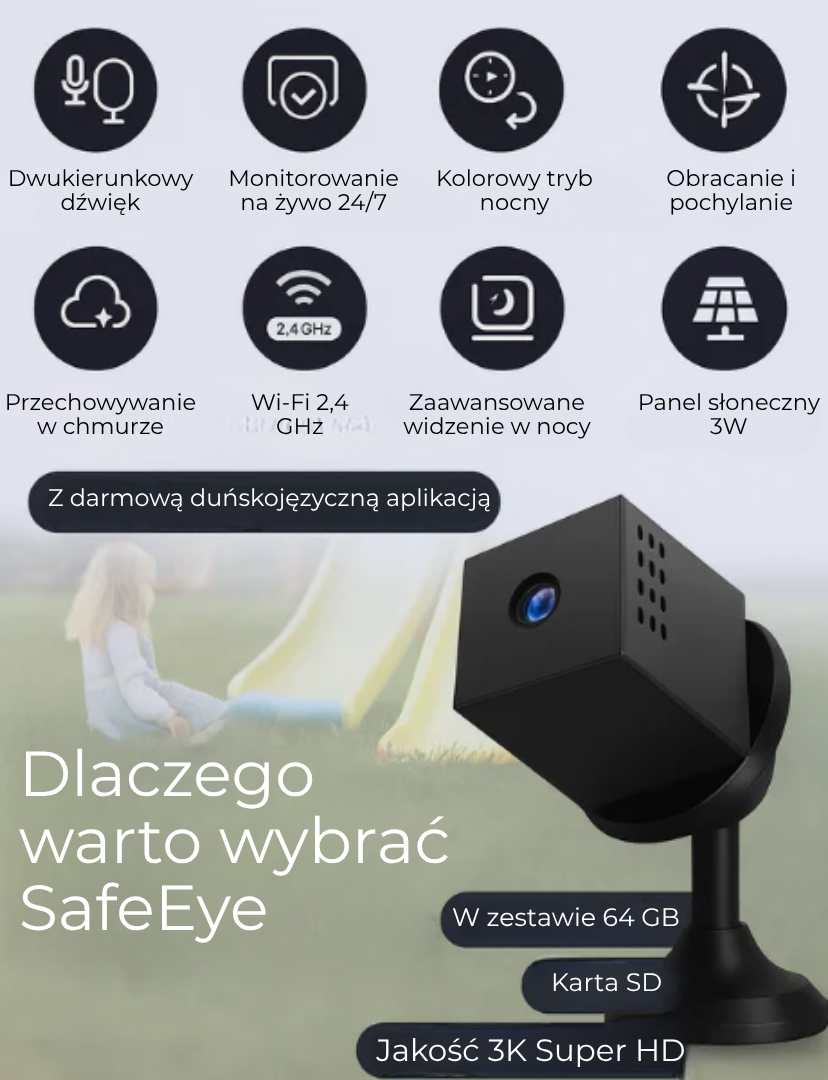 SafeEye™ | Pełne bezpieczeństwo – bez kabli, WiFi i komplikacji