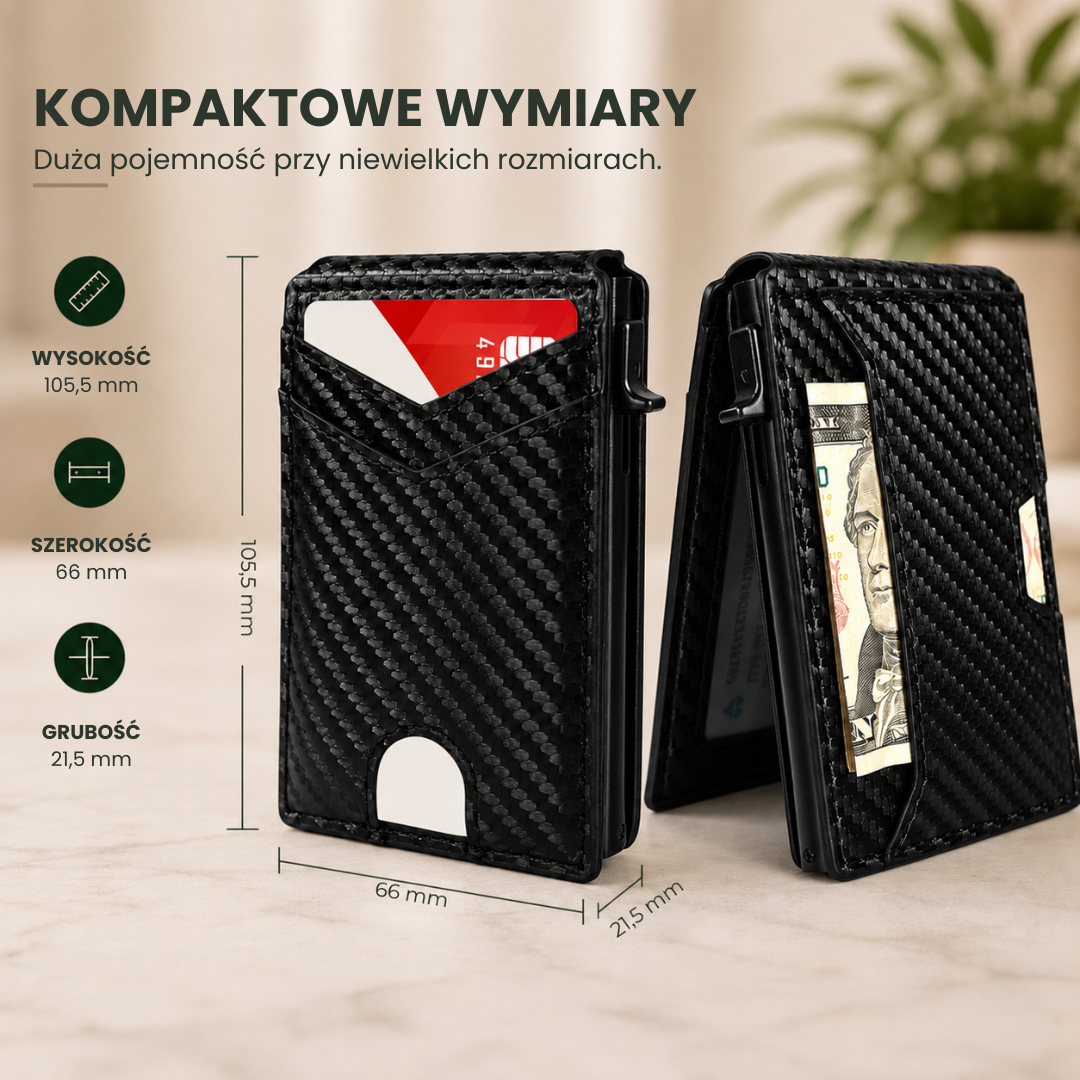 Portfel PopUp™ | Smukły portfel RFID z wysuwanym schowkiem na karty